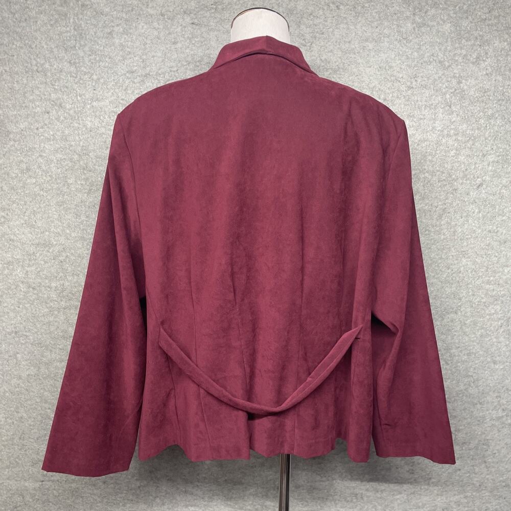RK Originals Faux Suede Blazer Jacket Burgundy Red Plus Size 20 Y2K Career Chic - Picture 5 of 10